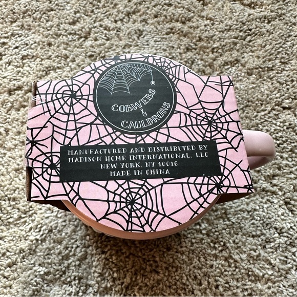 Set of Two Coffee / Tea Pink Black Mugs Holographic Spider Webs - Picture 7 of 7